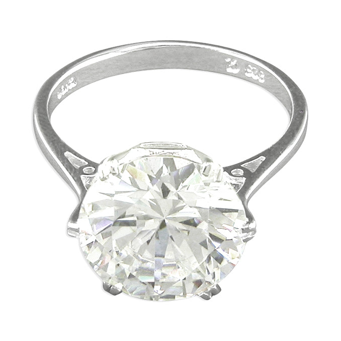 Silver Cubic Zirconia Solitaire Ring complete with presentation box