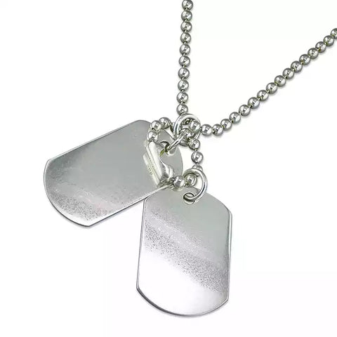 Silver Double Dogtag pendant and chain complete with presentation box