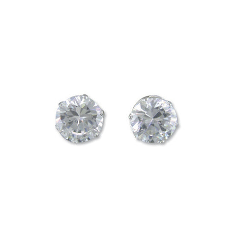 Silver Cubic Zirconia round stud earrings complete with presentation box