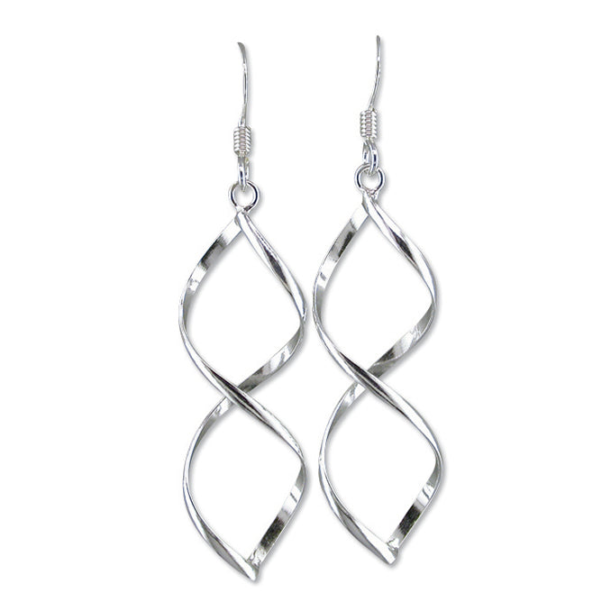 Silver plain drop earrings complete with presentation box
