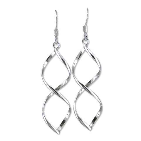 Silver plain drop earrings complete with presentation box