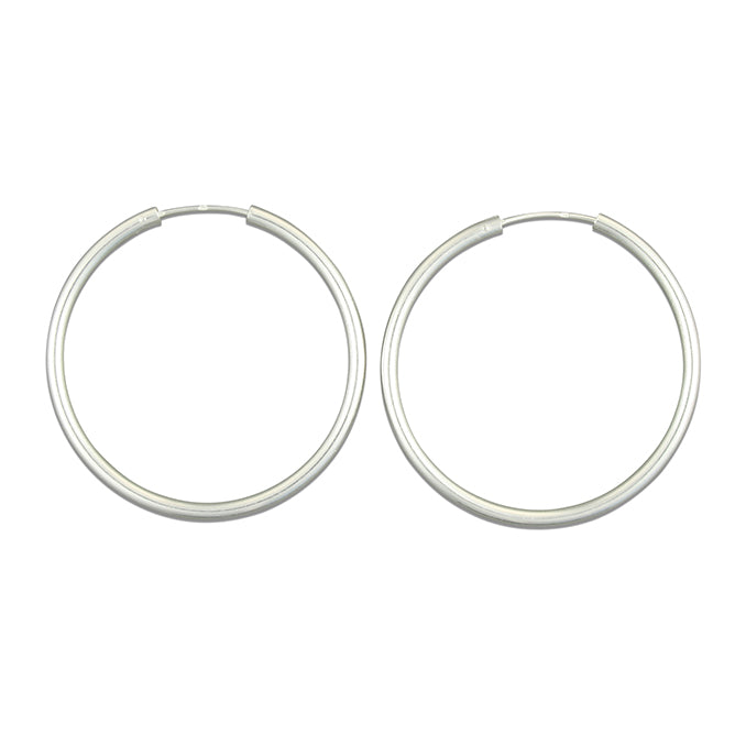Silver hinged wire hoop earrings complete with presentation box