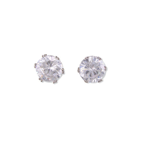 Silver Cubic Zirconia round stud earrings complete with presentation box