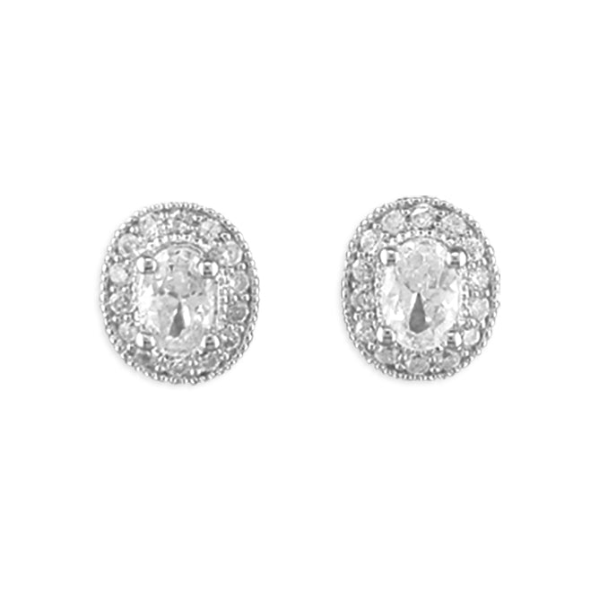 Silver Cubic Zirconia stud earrings complete with presentation box