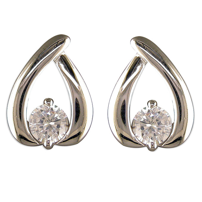 Silver Cubic Zirconia stud earrings complete with presentation box