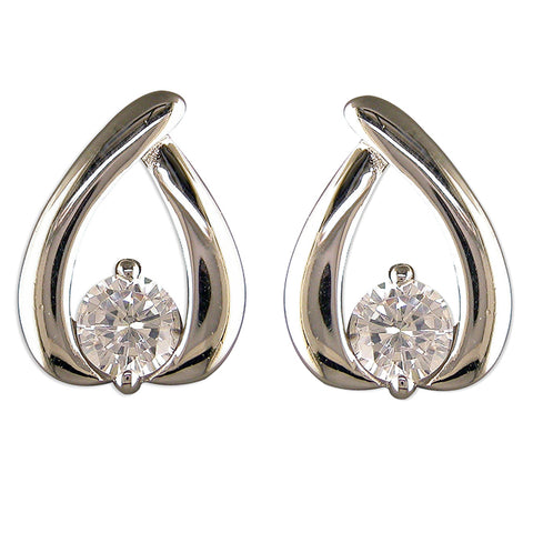 Silver Cubic Zirconia stud earrings complete with presentation box