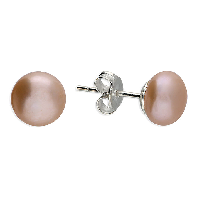 Silver Simulated Pearl round stud earrings complete with presentation box