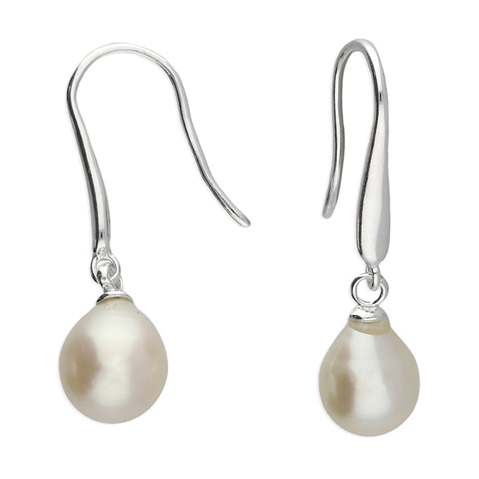 Silver Freshwater Pearl drop earrings complete with presentation box