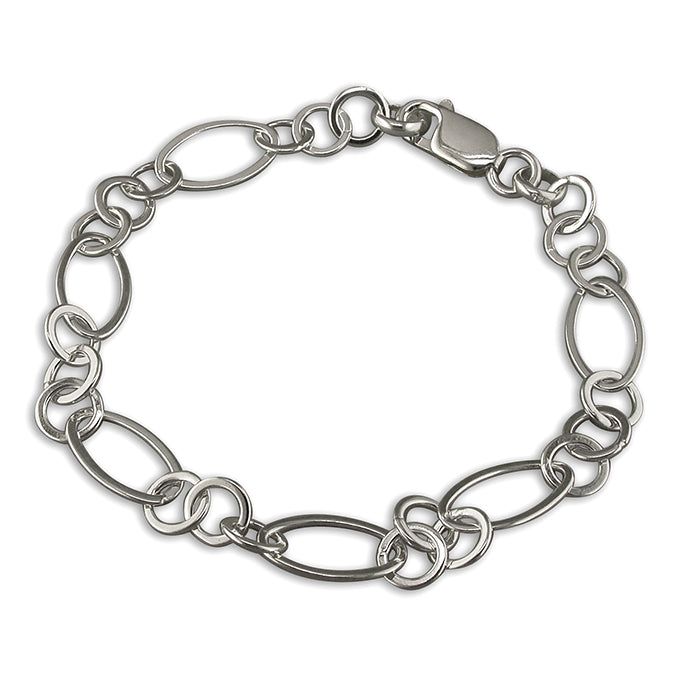 Silver Ovals and Circles Link Bracelet complete with presentation box