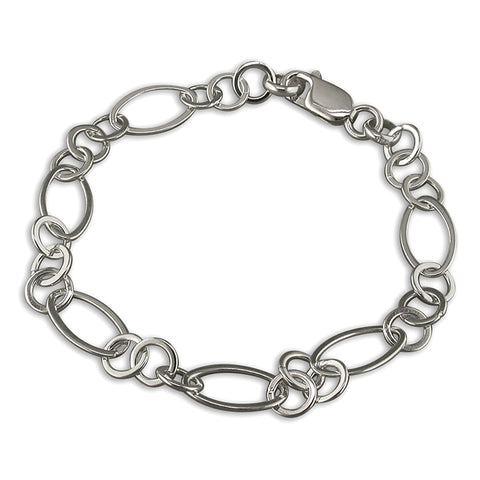 Silver Ovals and Circles Link Bracelet complete with presentation box