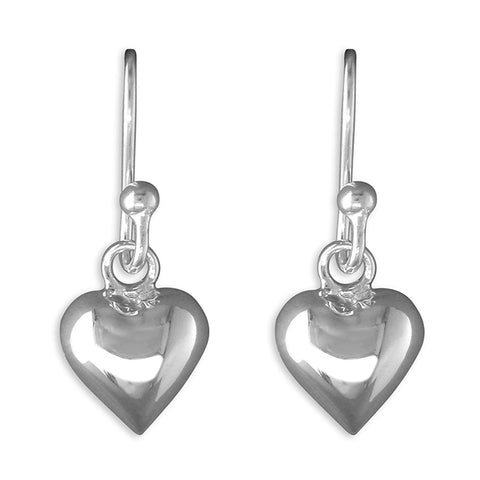 Silver heart drop earrings complete with presentation box