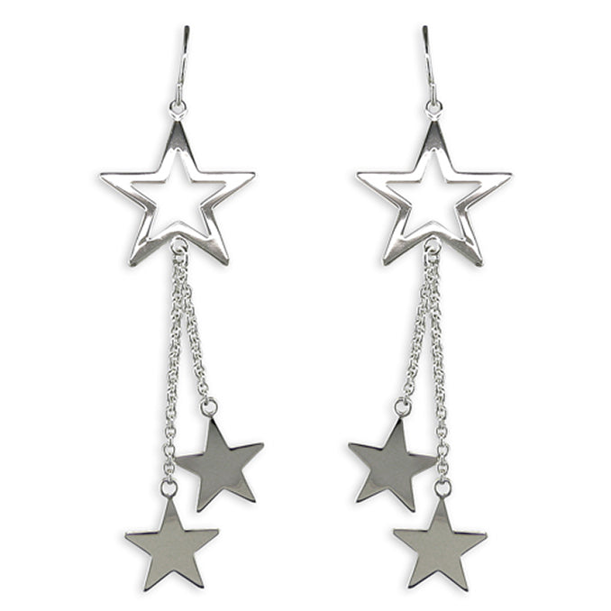 Silver plain drop earrings complete with presentation box