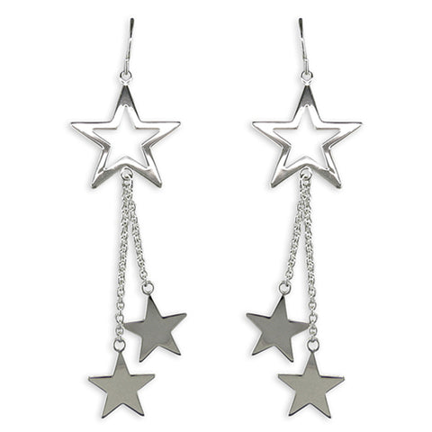 Silver plain drop earrings complete with presentation box