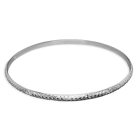 Silver patterned slave bangle complete with presentation box