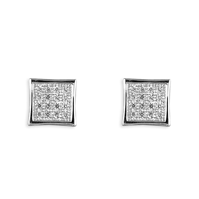 Silver Cubic Zirconia stud earrings complete with presentation box