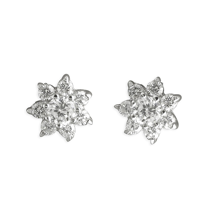 Silver Cubic Zirconia stud earrings complete with presentation box