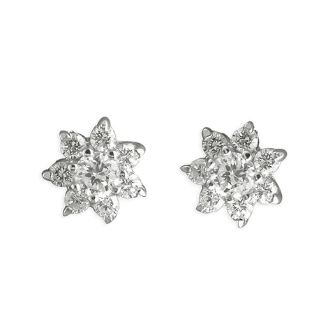 Silver Cubic Zirconia stud earrings complete with presentation box