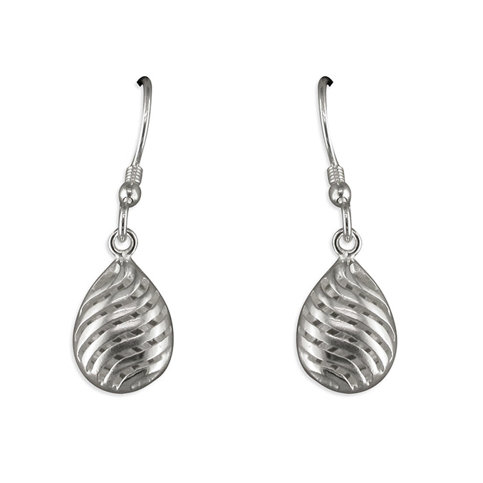 Silver plain drop earrings complete with presentation box
