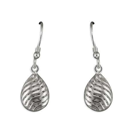 Silver plain drop earrings complete with presentation box