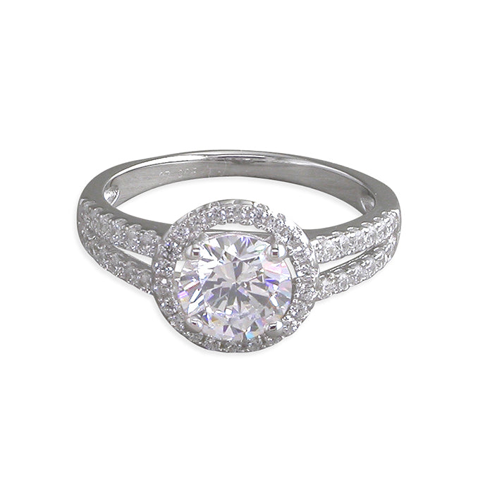 Silver Cubic Zirconia Cluster Ring complete with presentation box