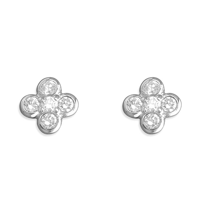 Silver Cubic Zirconia stud earrings complete with presentation box