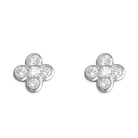Silver Cubic Zirconia stud earrings complete with presentation box