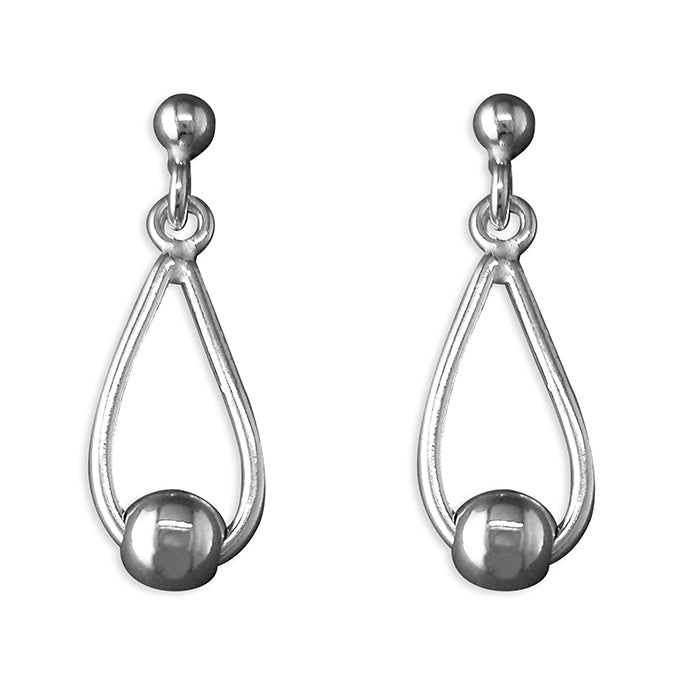 Silver plain drop earrings complete with presentation box