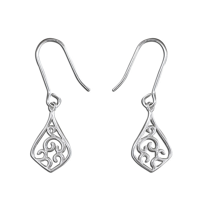 Silver plain drop earrings complete with presentation box