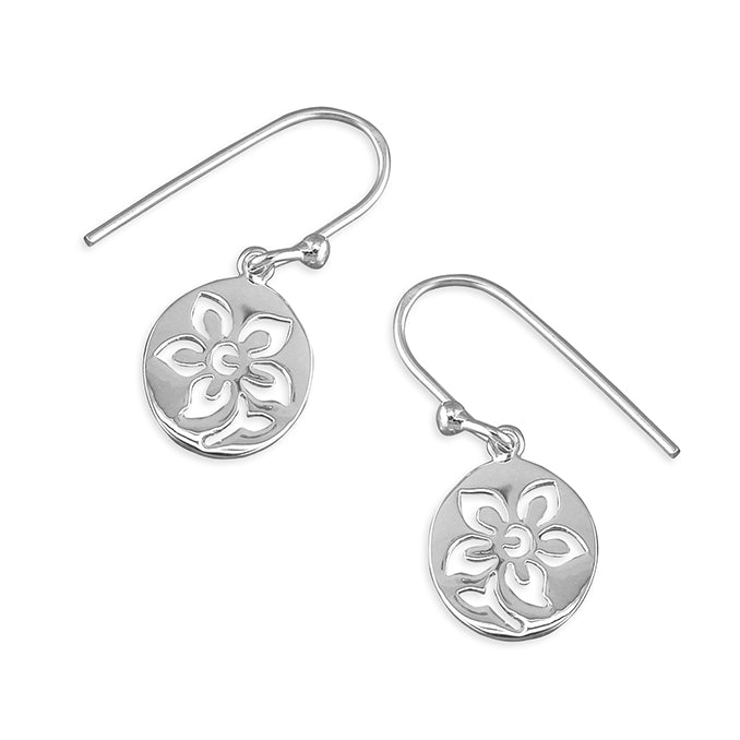 Silver plain drop earrings complete with presentation box