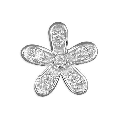 Silver Cubic Zirconia Flower pendant and chain complete with presentation box