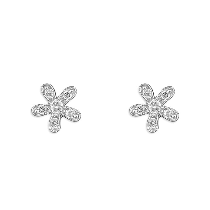 Silver Cubic Zirconia stud earrings complete with presentation box