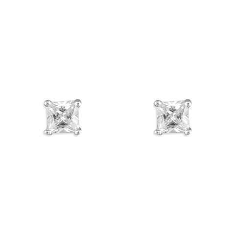 Silver Cubic Zirconia square stud earrings complete with presentation box