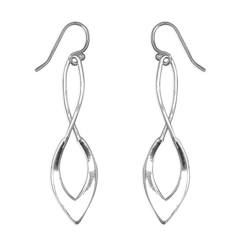 Silver plain drop earrings complete with presentation box