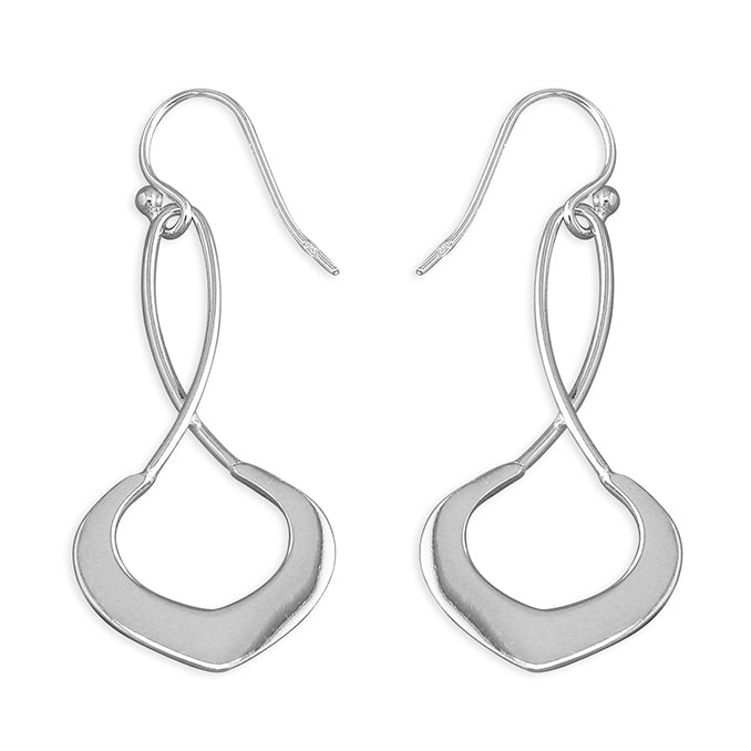 Silver plain drop earrings complete with presentation box