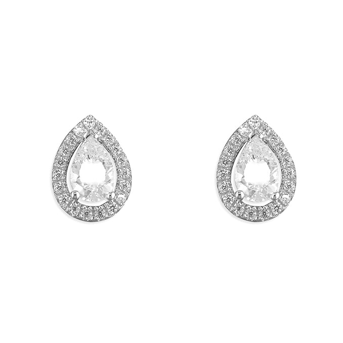 Silver Cubic Zirconia stud earrings complete with presentation box