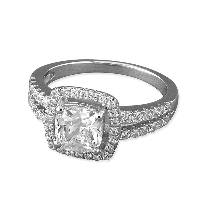 Silver Cubic Zirconia Cluster Ring complete with presentation box