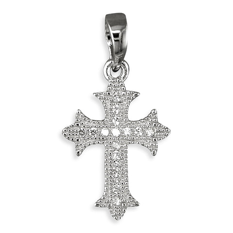 Silver Cubic Zirconia set Cross and Chain complete with presentation box