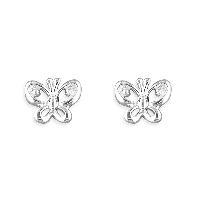 Silver Cubic Zirconia stud earrings complete with presentation box