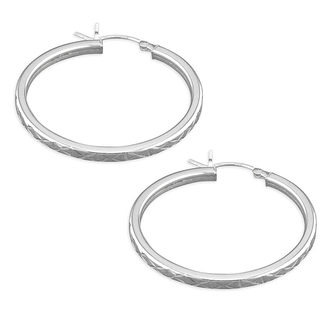 Silver Creole hoop earrings complete with presentation box