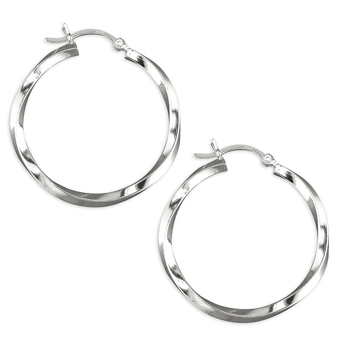 Silver Creole hoop earrings complete with presentation box