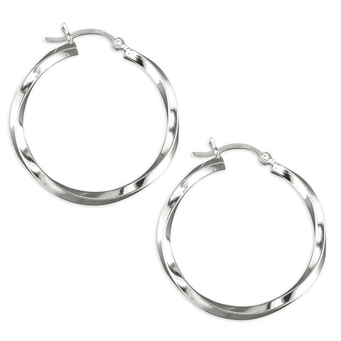Silver Creole hoop earrings complete with presentation box