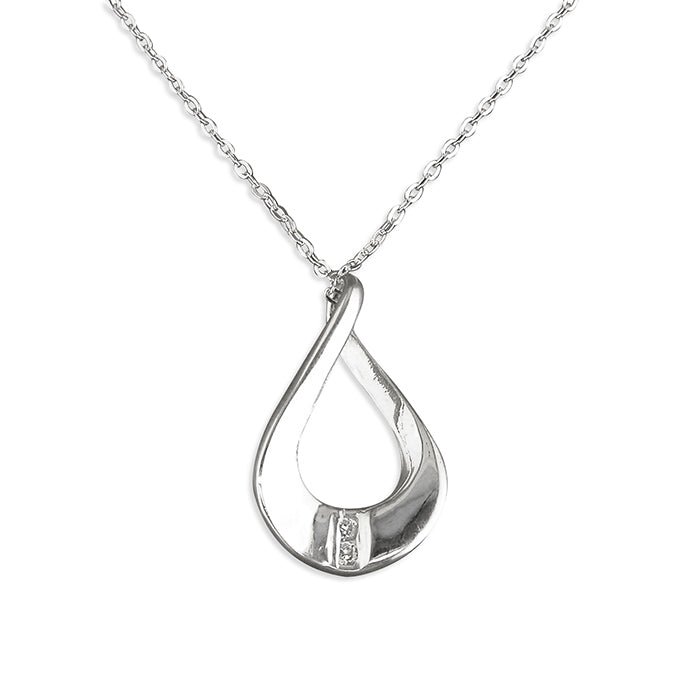 Silver Cubic Zirconia pendant and chain complete with presentation box