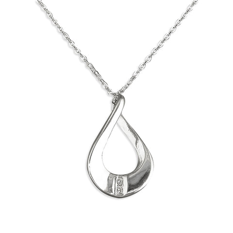 Silver Cubic Zirconia pendant and chain complete with presentation box