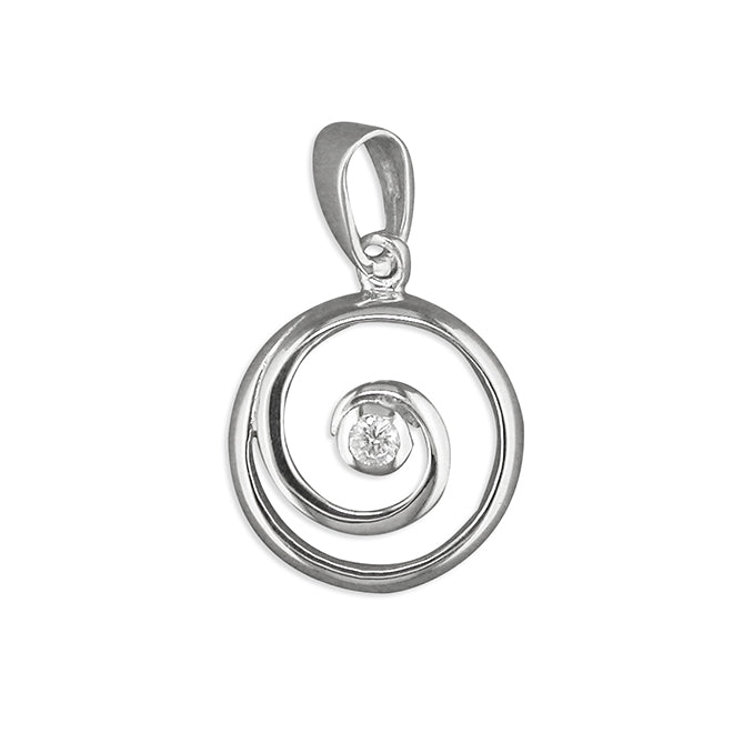 Silver Cubic Zirconia pendant and chain complete with presentation box