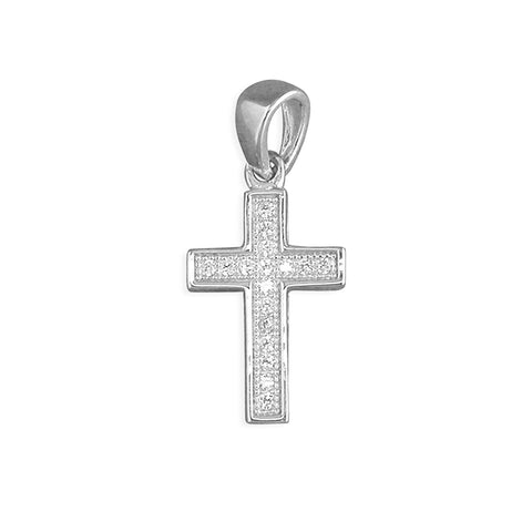 Silver Cubic Zirconia set Cross and Chain complete with presentation box