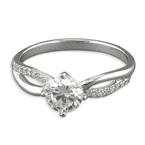 Silver Cubic Zirconia Solitaire Ring complete with presentation box