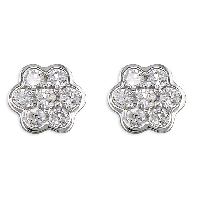 Silver Cubic Zirconia stud earrings complete with presentation box