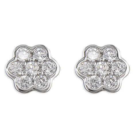 Silver Cubic Zirconia stud earrings complete with presentation box
