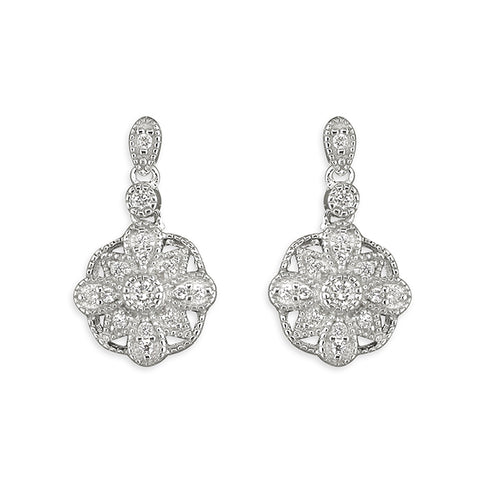 Silver Cubic Zirconia drop earrings complete with presentation box