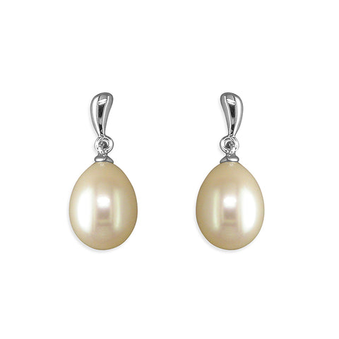 Silver Freshwater Pearl drop earrings complete with presentation box